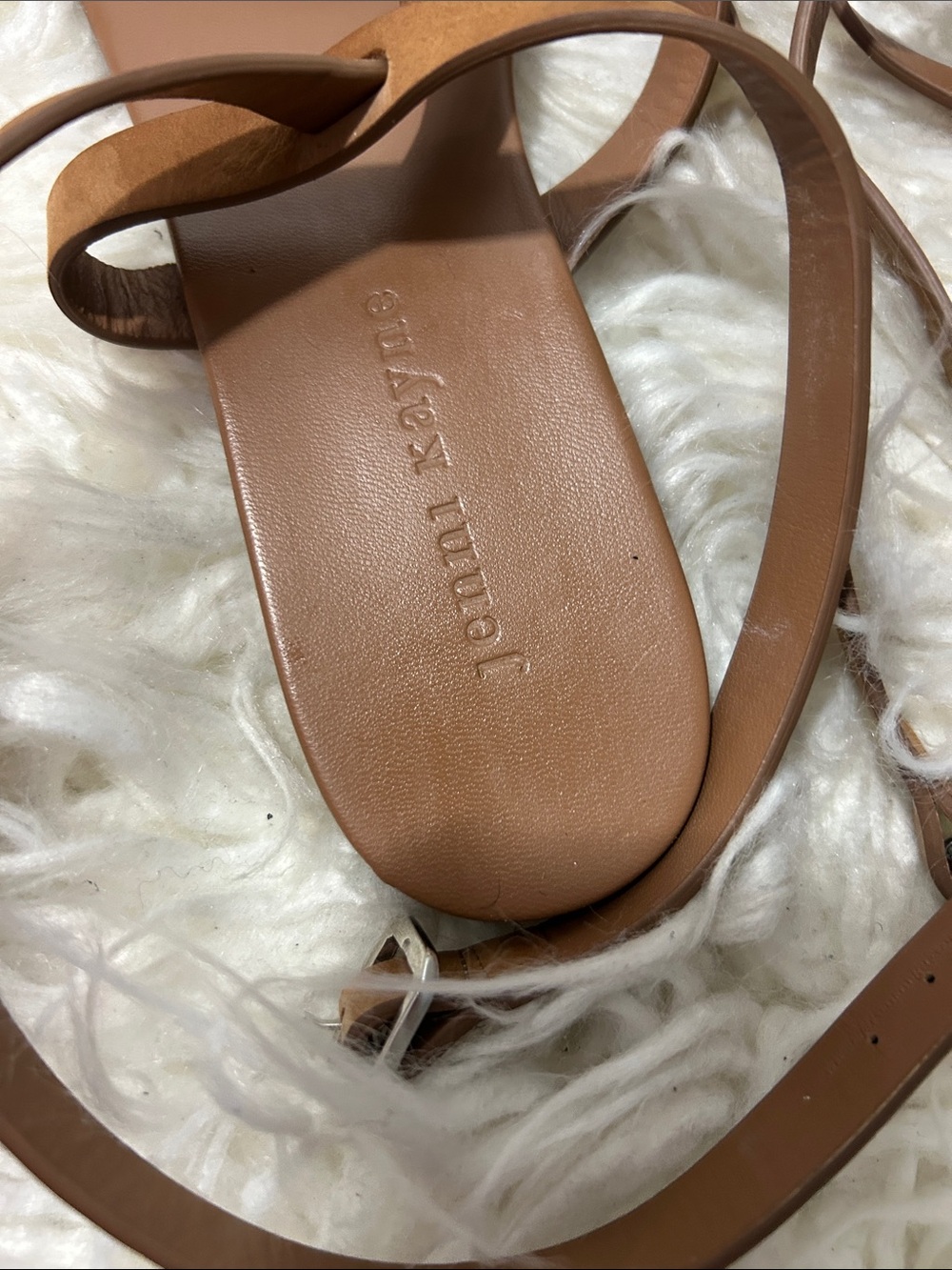 Jenni Kayni Oiled Leather Brown Strappy Ankle-Wrap Sandals size 38 or 7.5 - Picture 5 of 9